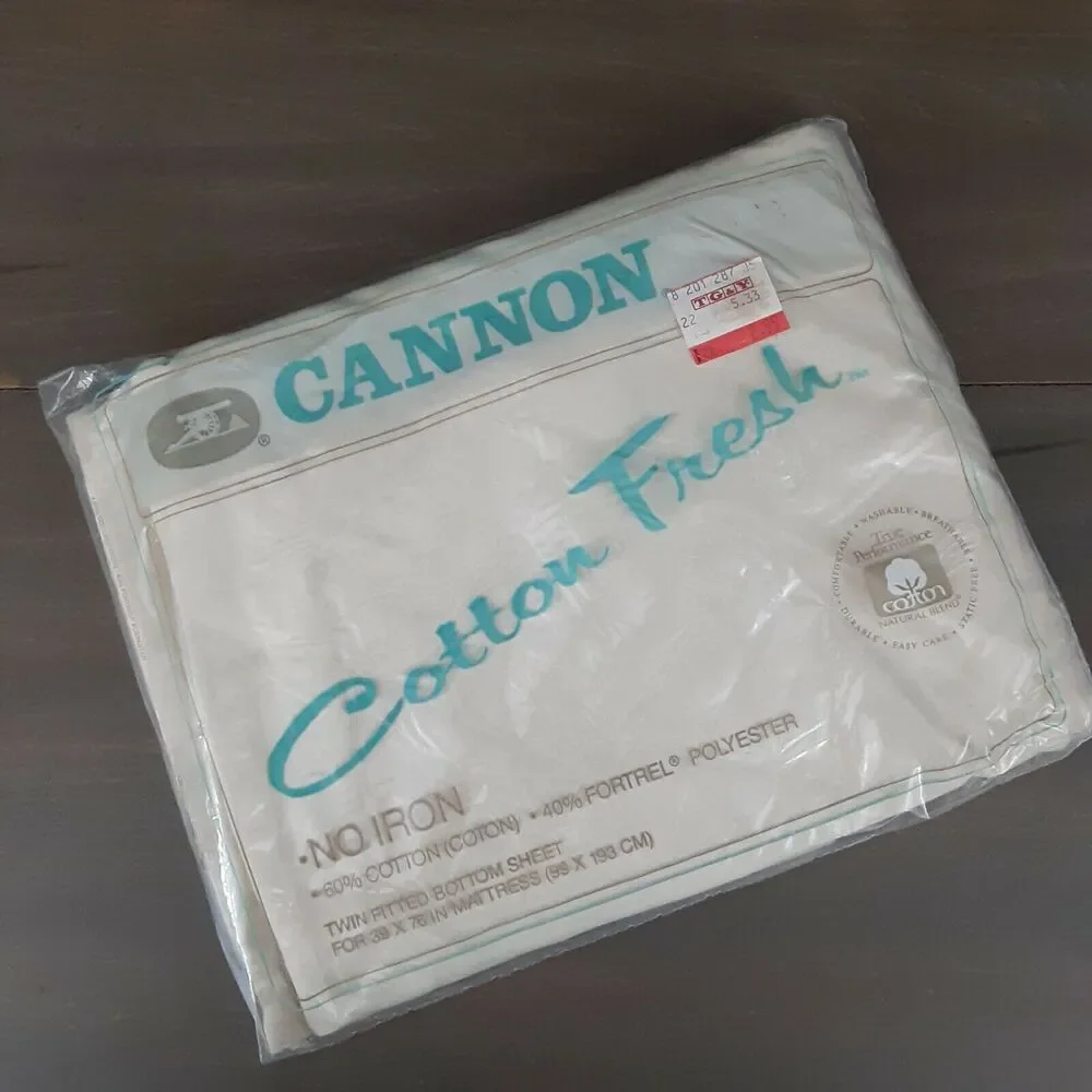 Vintage New Cannon Cotton Fresh Twin Fitted Sheet Crisp,Classic